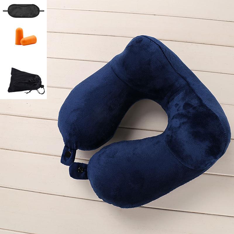 

U-shaped Inflatable Travel Pillow With Fasteners And A Neck Support One Size