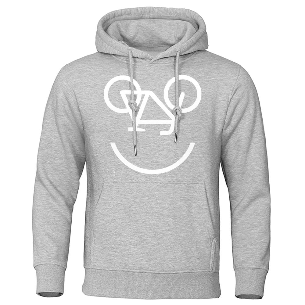 Das Gesicht aus Weiß Invertierter Fahrräder Druck Kleidung Männer Straße Warmes Oberteil Mode Fleece Sweatshirt O-Ausschnitt Locker Herren Kapuzenpullover
