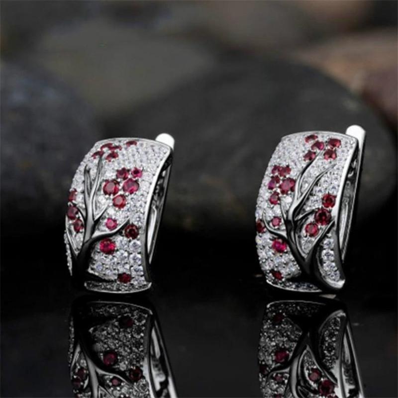 Top Quality 925 Sterling Silver Earrings for Women Jewelry Fashion Zircon Flower Girls Hoop Earrings Accessories Female