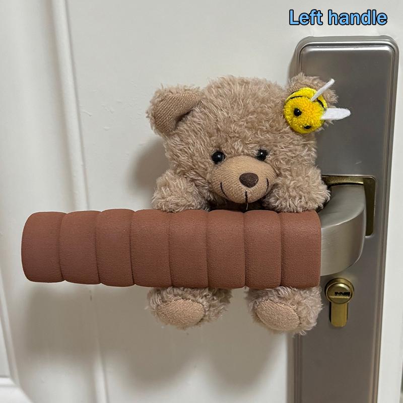 Maniglia per Porta a Forma di Orso Carino, Adatta per Porte di Stanze, Copertura Flessibile in Tessuto Anti-Collisione e Antistatica