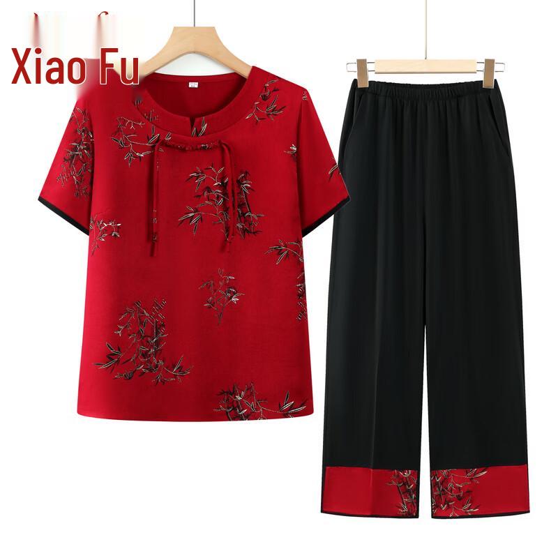 Women s Summer Short Sleeve Floral Two-Piece Set 3XL