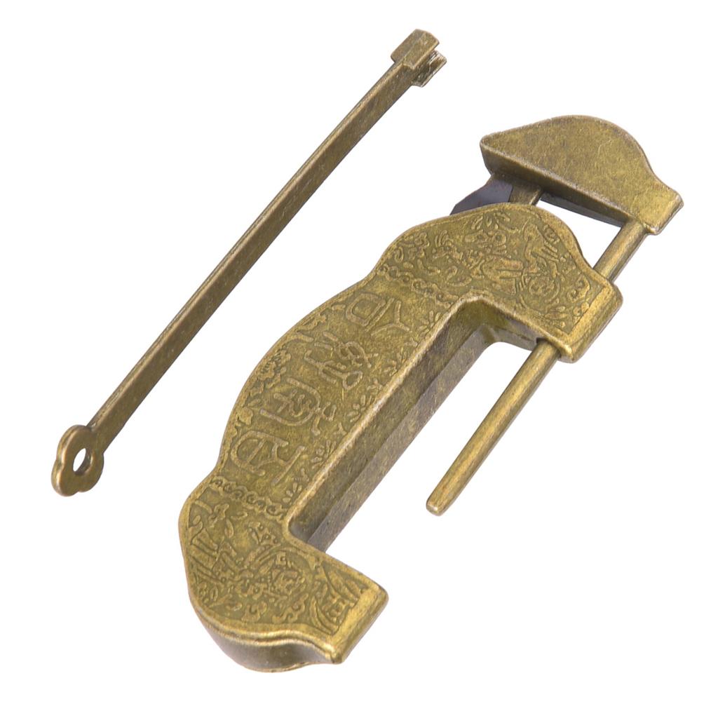 Zinc Alloy Antique Lock Ming Qing Dynasty Retro Style Door Cabinet Lock with TasselBronze