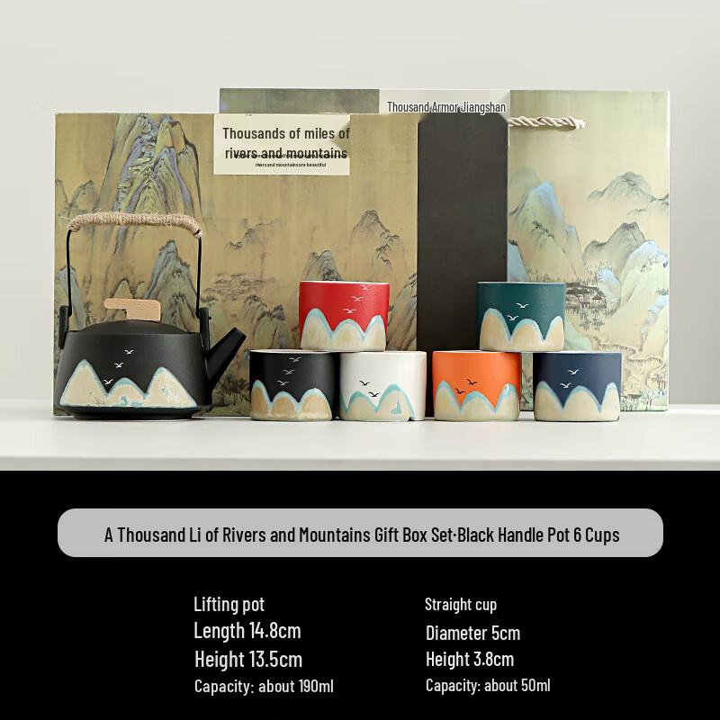 Thousand-Mile Rivers and Mountains Hand-Painted Kung Fu Tea Set