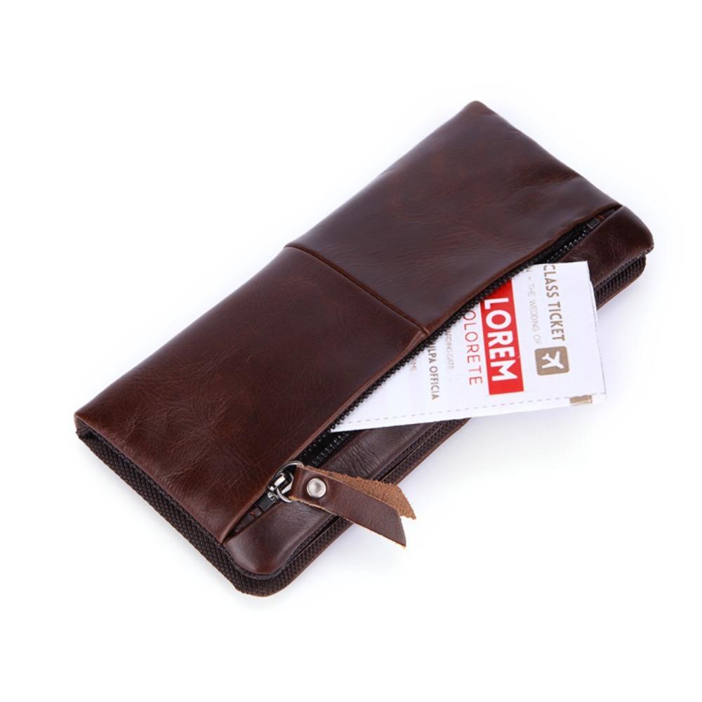 Leren Portemonnee voor Mannen Business Casual Lange Clutch Tas Multi-kaart Koeienhuid Retro Herentas Retro Stijl