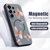 Bowknots Butterfly Pattern Case For Samsung Galaxy S26 Ultra S25 Edge S24 Plus S23 FE S22 A54 A55 A56 5G Magnetic For Magsafe Matte Cover