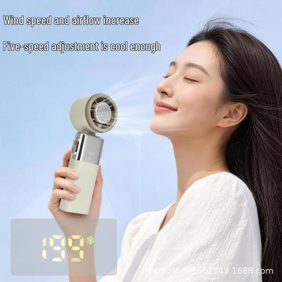 Handheld Mini Neck Fan with Semiconductor Cooling and Digital Display