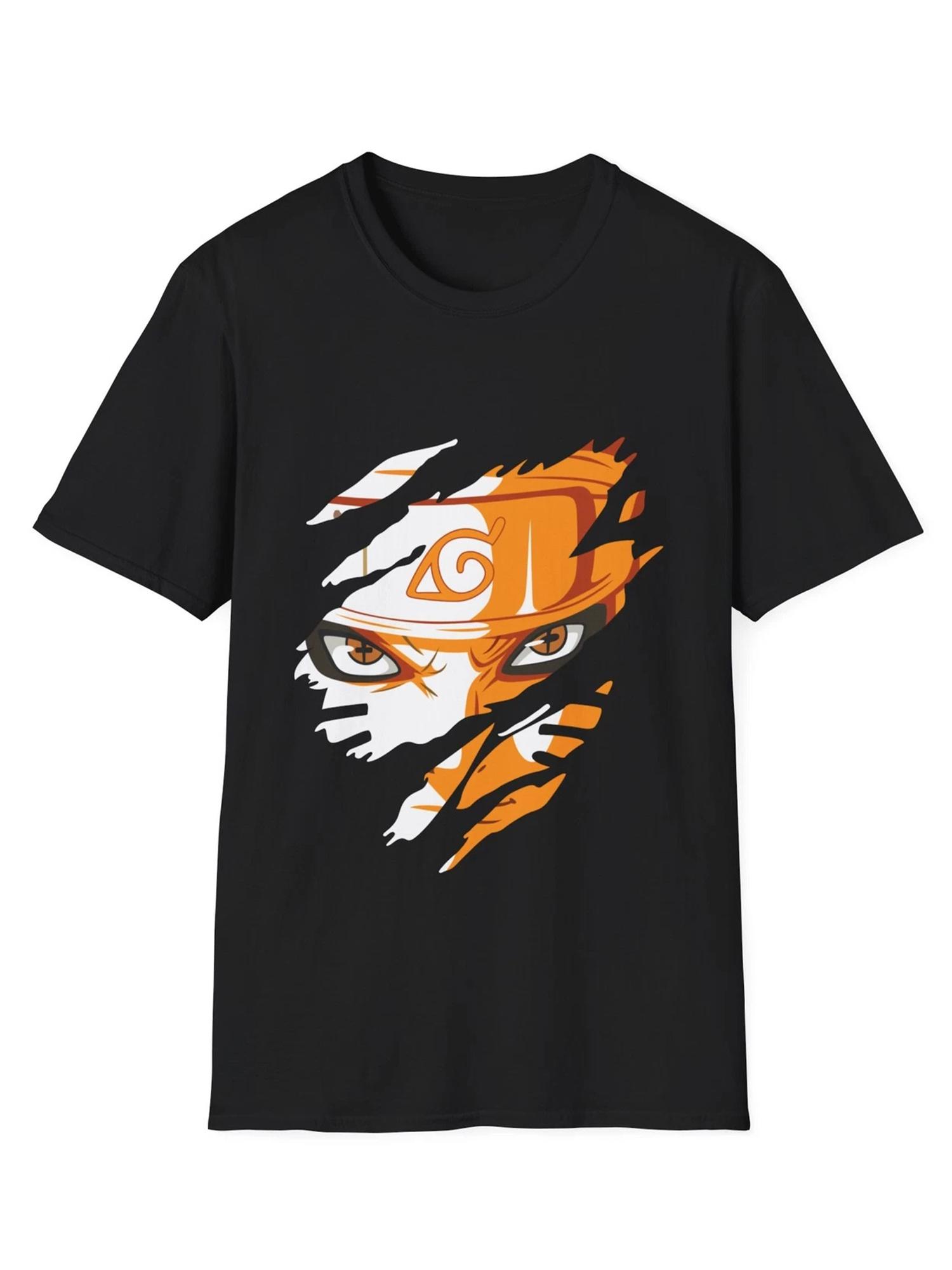 

Naruto Naruto Tear Style Tshirt for Men with Anime Pattern Printed Short Sleeve Fashion High Quality Trendy Cotton Top M