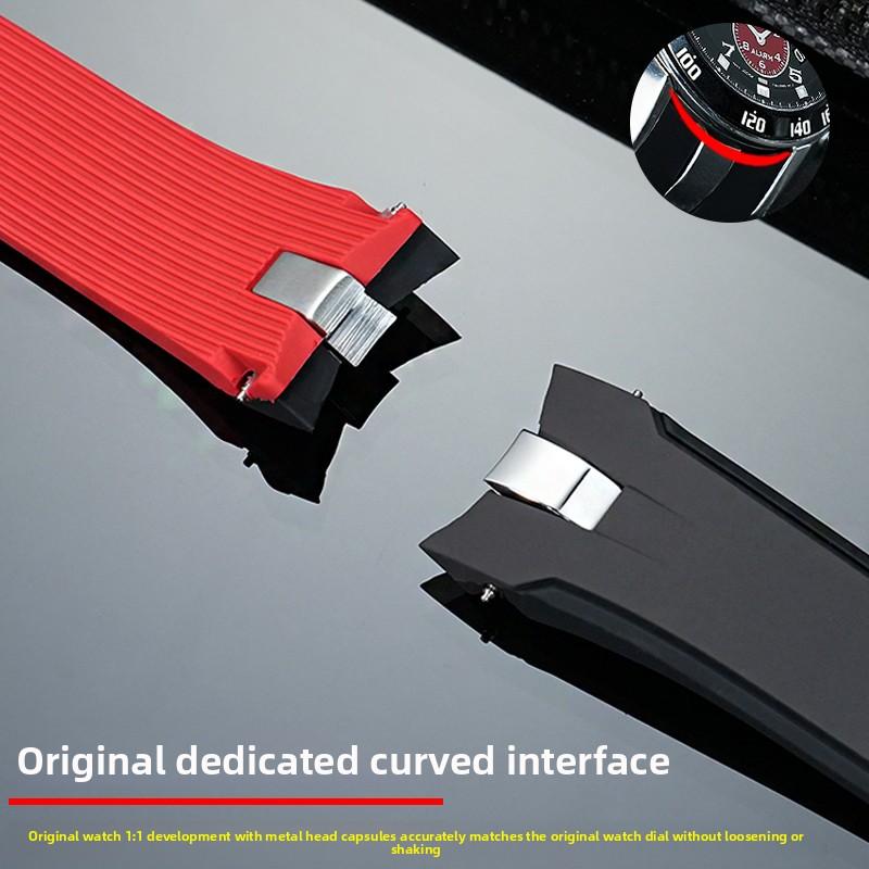 21mm Gebogenes Gummiarmband für Seiko SPORTURA Serie SNAE93J1 SPC089 Armband Sport Wasserdichtes Silikon-Uhrenarmband Zubehör