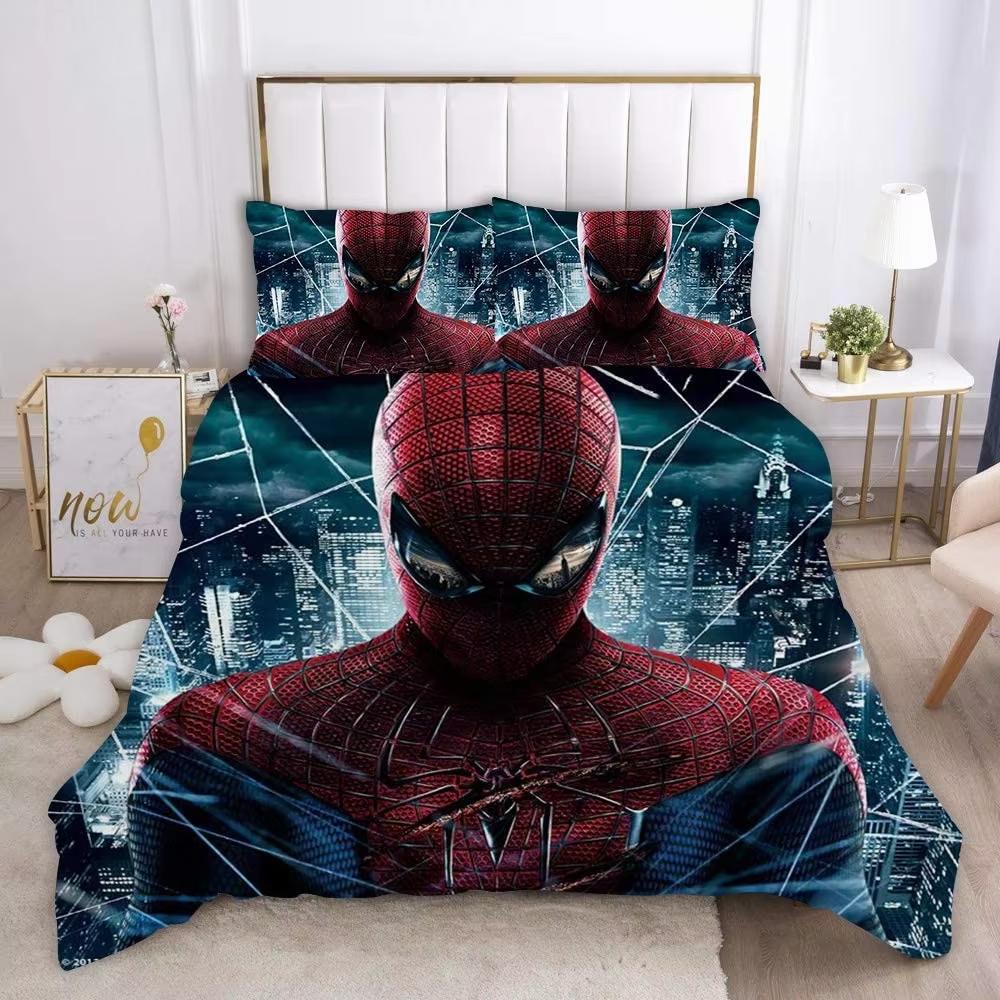 Marvel Comics Spider-Man Set Biancheria da Letto Anime Copripiumino 1009 Poliestere Adatto per Bambini e Adulti Set da 3 Pezzi