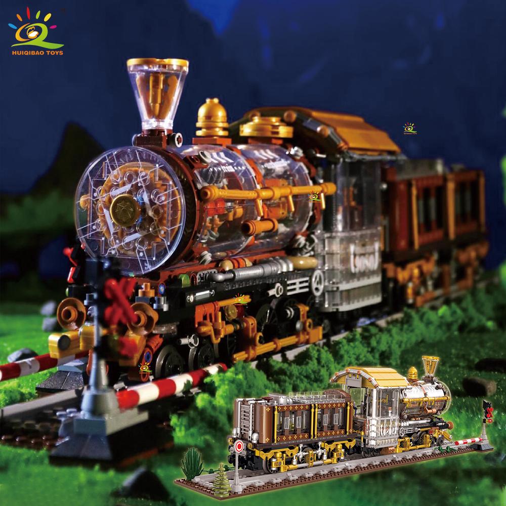 HUIQIBAO 1958PCS MOC Punk Mechanical Train Model Building Block Brick Construction Toy For Children Desk Home Decoration