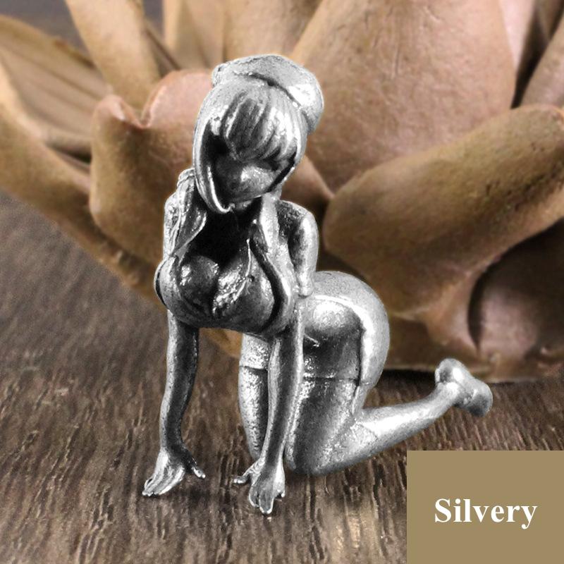 Brass Kneeling Lady miniature Sculpture Desktop Decor Ornaments for Office Home Sensual Girl Figurine Artwork Collectible Gift
