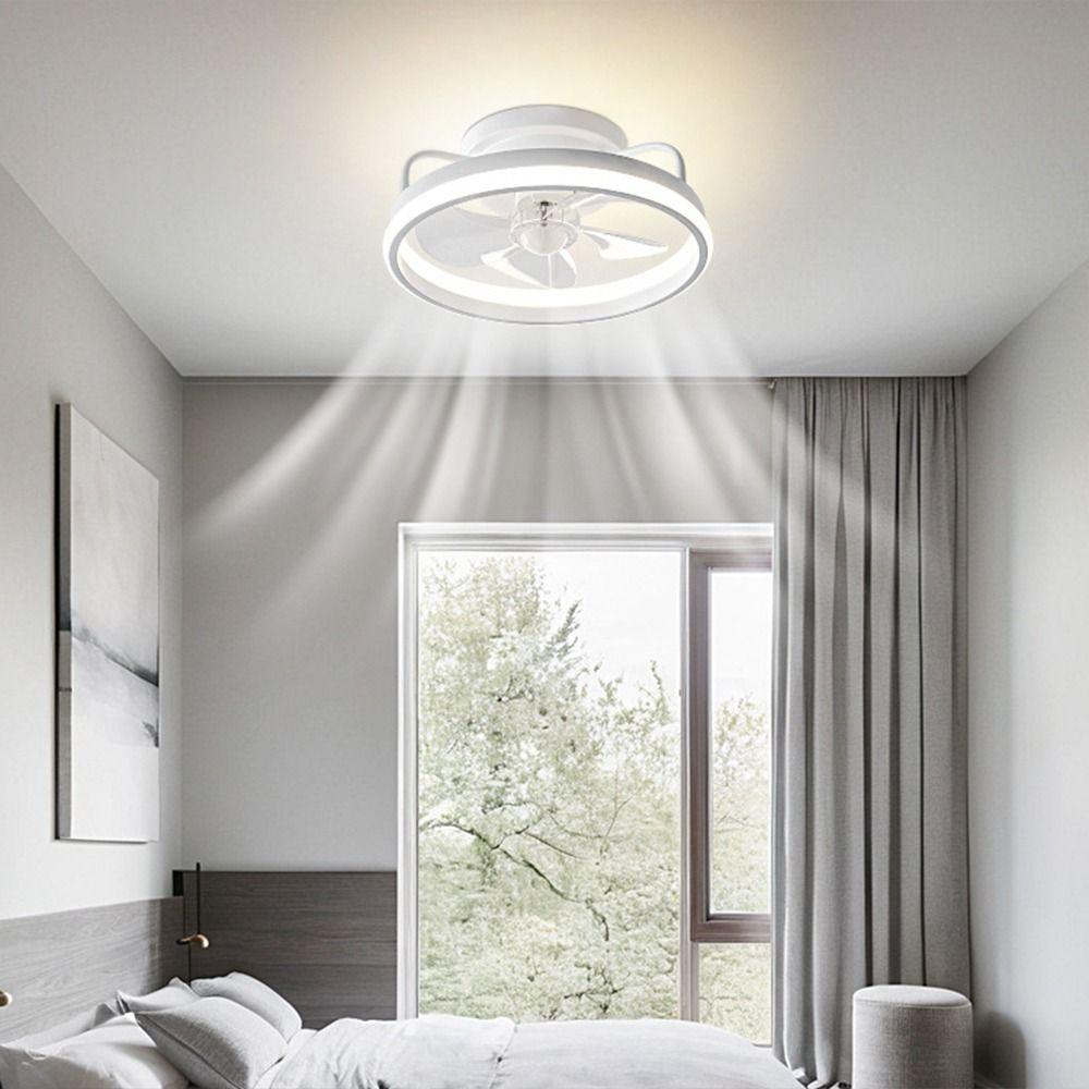 Stepless Dimming Ceiling Fan 2 in 1 Electric Cordless Fan Hanging Fan with LED Light\ Living Room