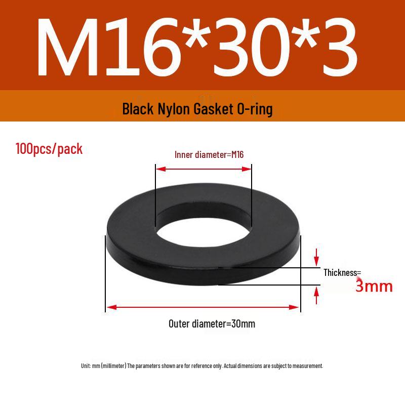 Schwarzer Nylon-Kunststoff Flache Unterlegscheibe Ring M2-M20