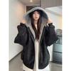 Unisex Winter Dicke Fleece-gefütterte Baumwolljacke Mit Kapuze Warmer Übergroßer Parka In Einfarbig Herren Damen