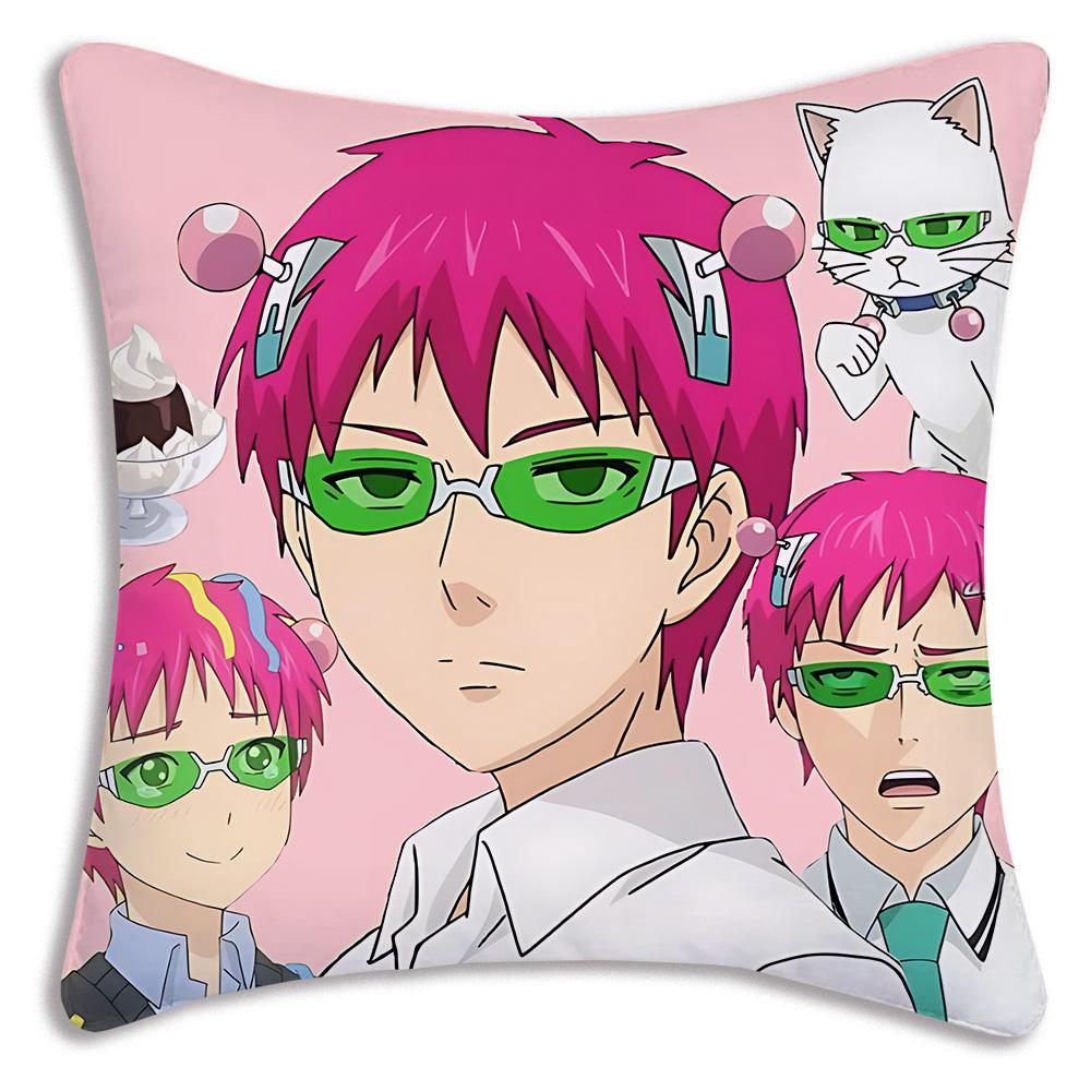 The D-Disastrous Life of Saiki K Pillow Covers Cartoon Sofa Decorative Home Double-sided Printing Short Plush Cute Cushion Cover