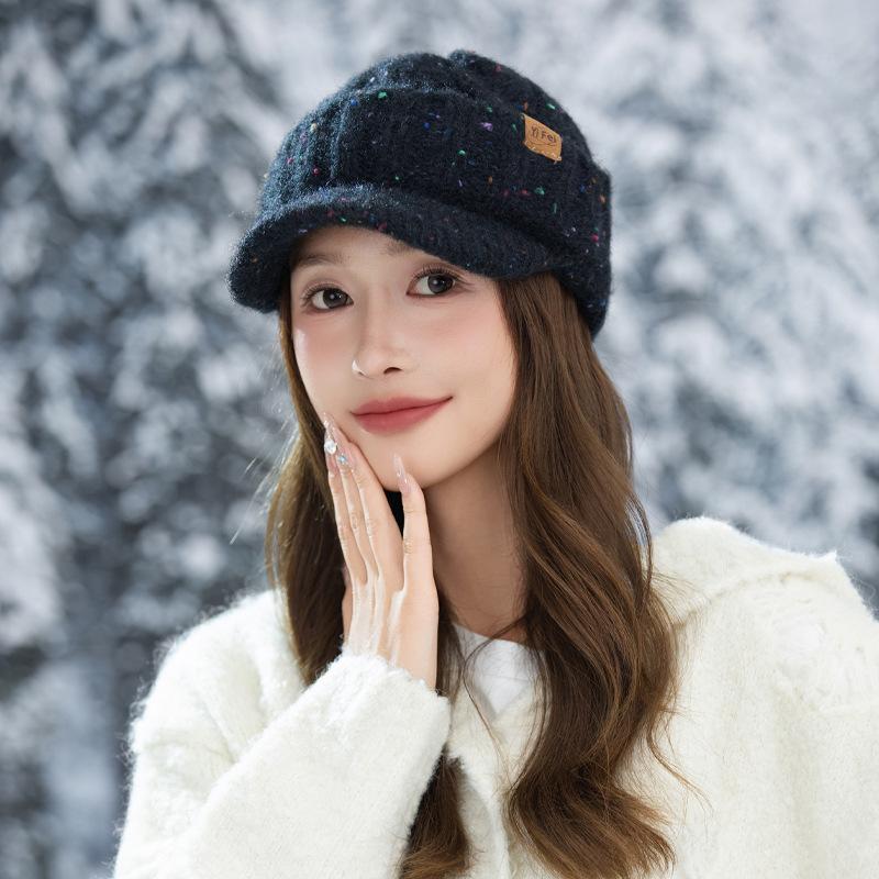 Sequined Cap Autumn and Winter Outdoor Leisure Thickened Thermal Ear Protection Hat Wool Hat