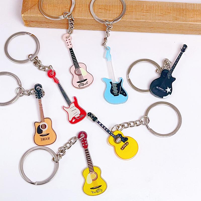 Creative Mini Guitar Keychain Pendant Handbag Charm Accessories Music Festival Souvenir Gift