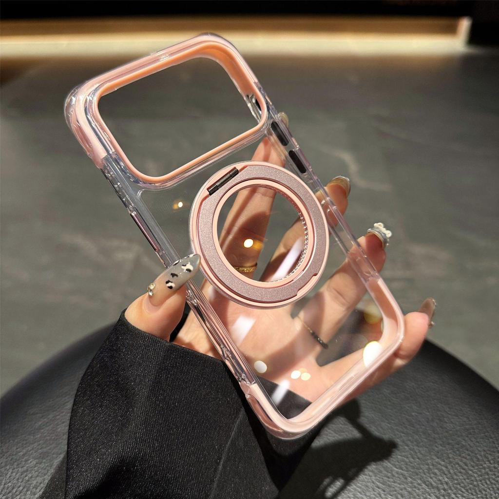 Compatible with Apple 17 Pro Max: 360° Magnetic Bracket Case; Apple 16: Transparent Airbag Case; and Couple 15.