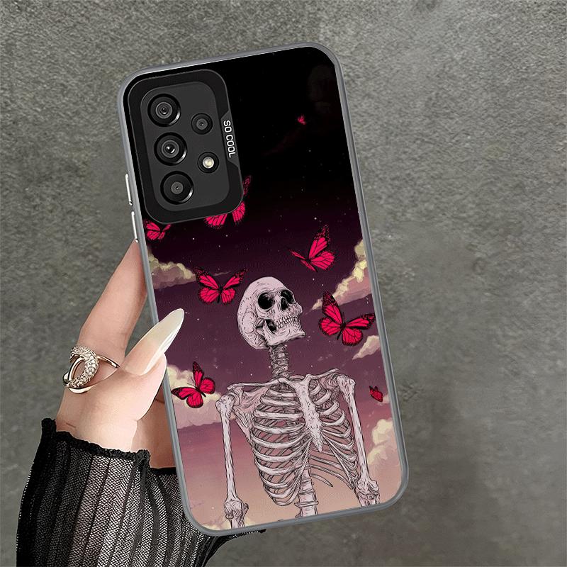 Floral Skull Flower Skeleton Soft Phone Case for Samsung A17 A16 A15 A14 A13 A57 A56 A55 A54 A53 A37 A36 A35 A34 A33 A26 A25 A24