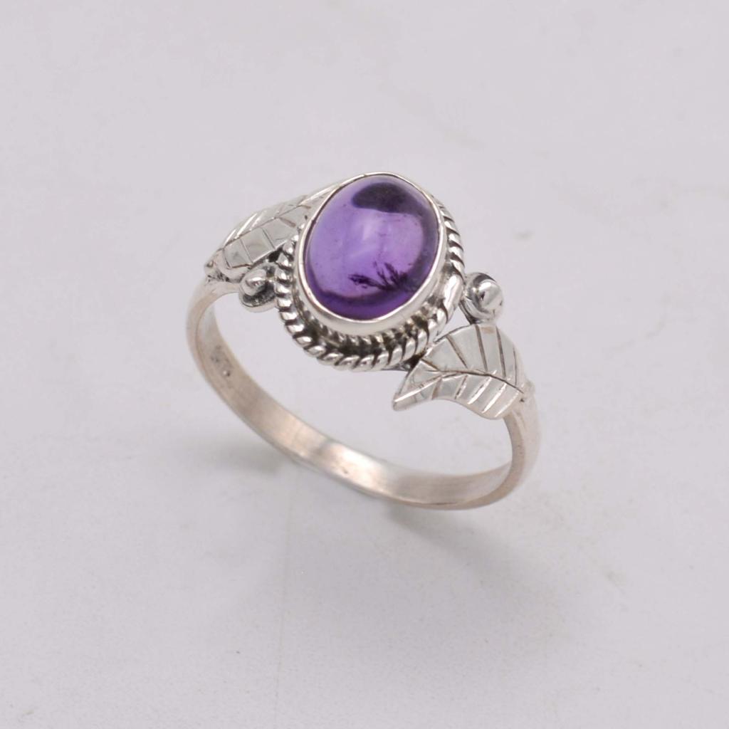 Natural Amethyst 925 Sterling Silver Ring, Oval Gemstone Women Handmade Ring Jewelry,  Sterling Silver Artisan Ring Unique Jewelry,