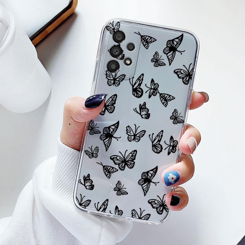 Phone Case For Samsung A53 5G A33 Floral Silicon Cover For Samsung Galaxy A73 Fundas Coque Transparent Soft Capas Flower TPU