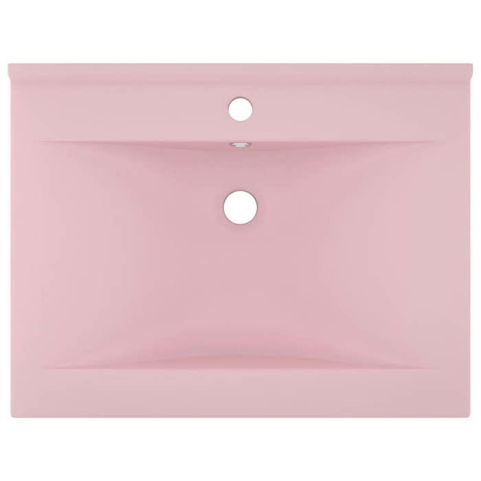 VidaXL Lavabo avec Trou de Robinet Vasque à Poser de Toilette Lave-mains de Salle de Bain Cuisine Maison Intérieur Rose Mat 147021