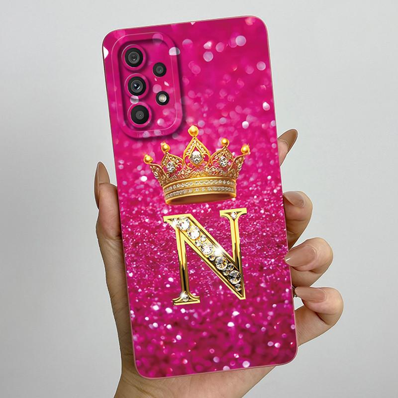 Phone Case for Samsung Galaxy A72 A52 A52S 4G 5G Liquid Silicone Soft Shockproof Lens Protective Cover Luxury Crown Letter Cases