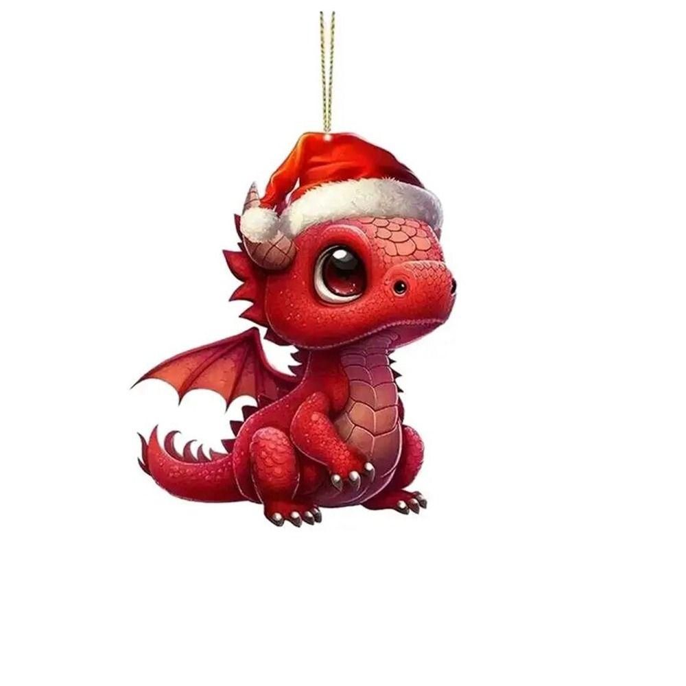 Hanging Christmas Dinosaur Decors Acrylic Christmas Cartoon Dragon Pendant  Car Rear View