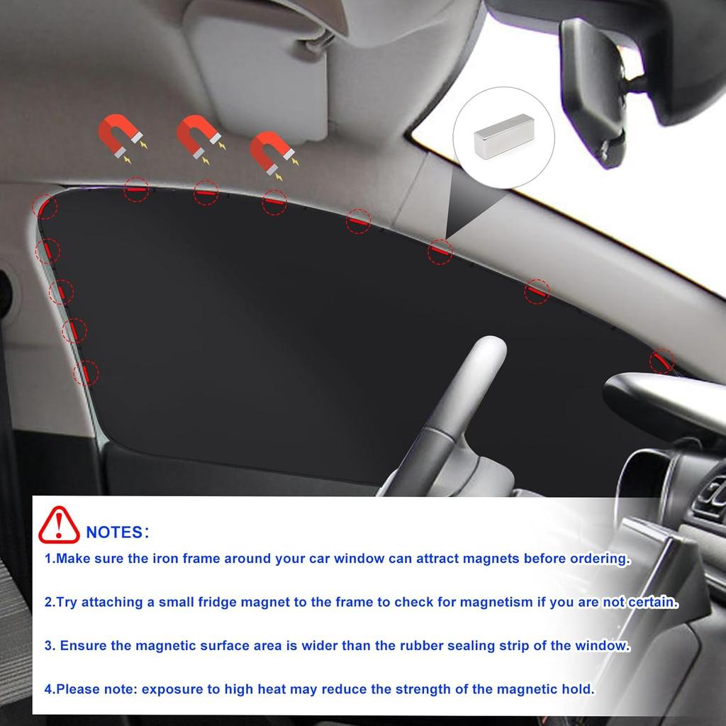 XCBYT Car Window Shades - 4 Pcs Car Privacy Curta - 100% Block Light Car Window Covers - Magnetic Side Window Sun Shade Keeps Cooler For