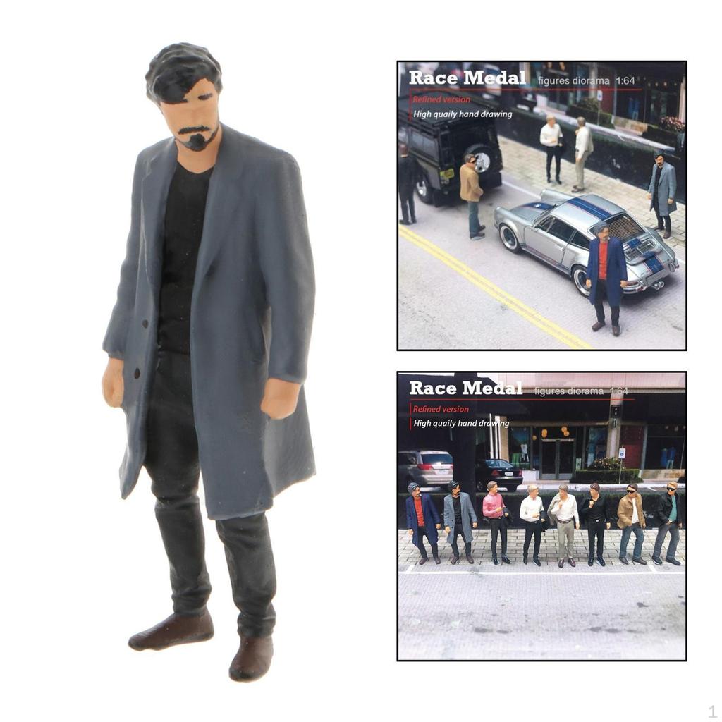 1:64 Diorama Painted Figure People Jacket Model Building Park Wheel