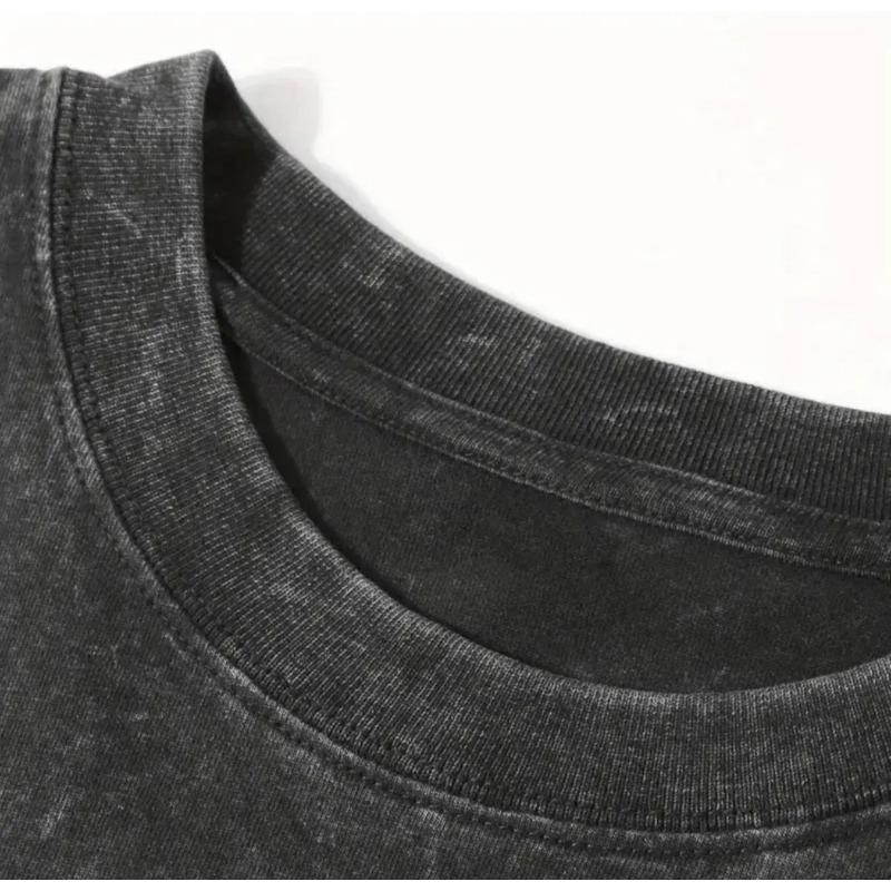 European size Men'S T-Shirt with a Unique Design, Featuring a Vintage Distressed Look, Round Neck And Short Sleeves High-Quality, Washed Tees