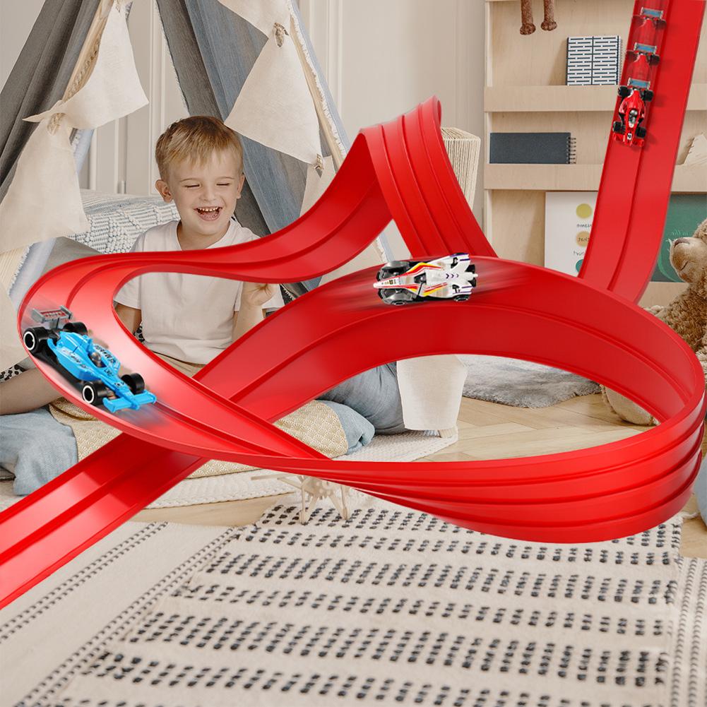 Flexible Race Track Children Toys DIY Double-track Racing Car Ramp Compatible 1/64th Cars Portable Rolls Up Boy Christmas Gift