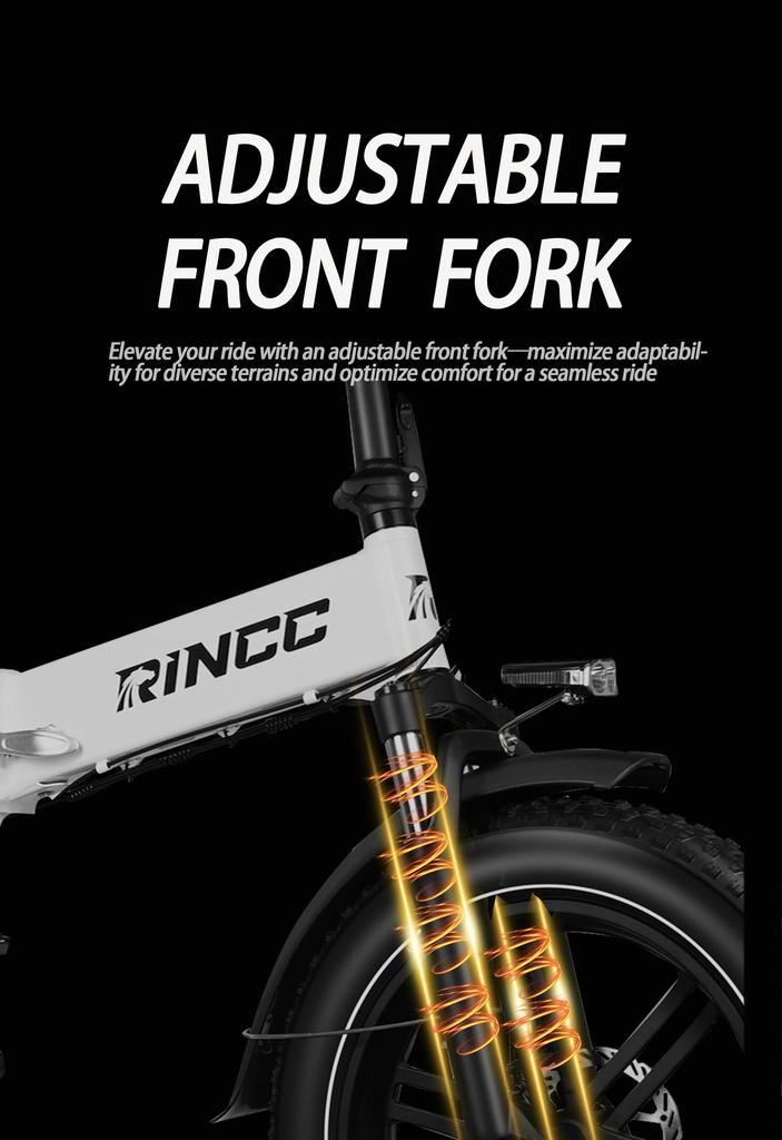 Skládací elektrokolo Rincc R200 20 x 4.0" Tlusté pláště 750W Motor 48V15Ah Baterie 60km Maximální dojezd SHIMANO 7 Rychlostí