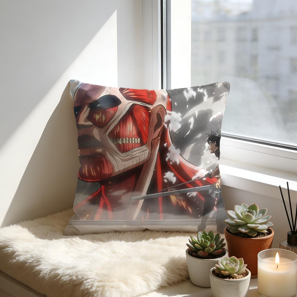 Attack on Titan Kissenbezug Gemütliches Samt-Kissen Weiches Warmes Kissen für Sofa Bett