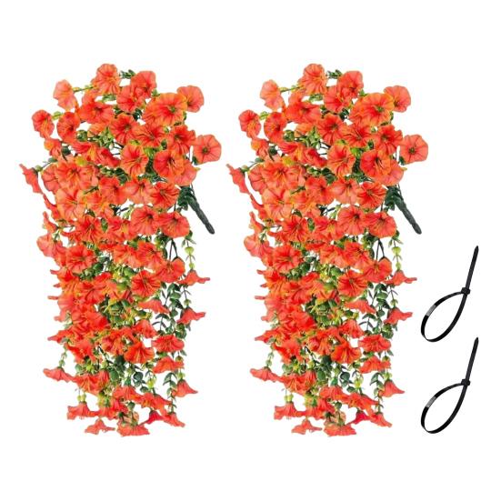 1/2Pcs Hanging Artificial Morning Glory UV Resistant Fake Flower Wedding Party Indoor Outdoor Garden Wall Hanging Faux Flower Decoration