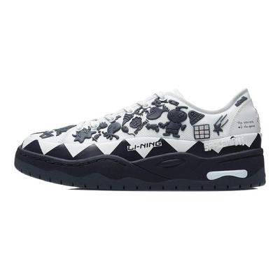 Li Ning CF Pursuit Lightweight, Slip Resistant, And Abrasion Resistant Low Top Skateboard Shoes Unisex White Gray AGLR216-3