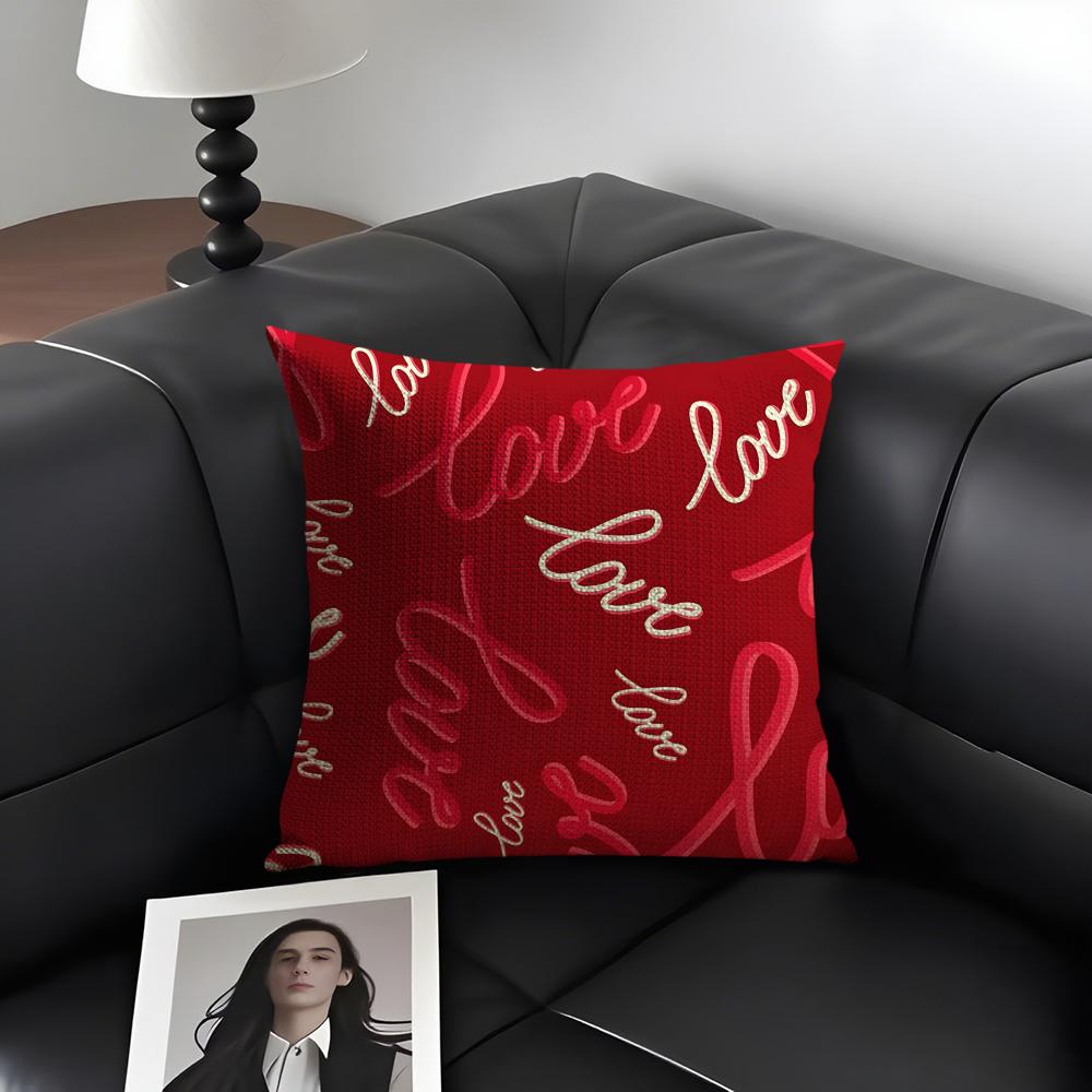Love INS Cushion Cover Natural Linen Organic Fabric DoubleSided Printing Sofa Home Decor Gift Pillow Case