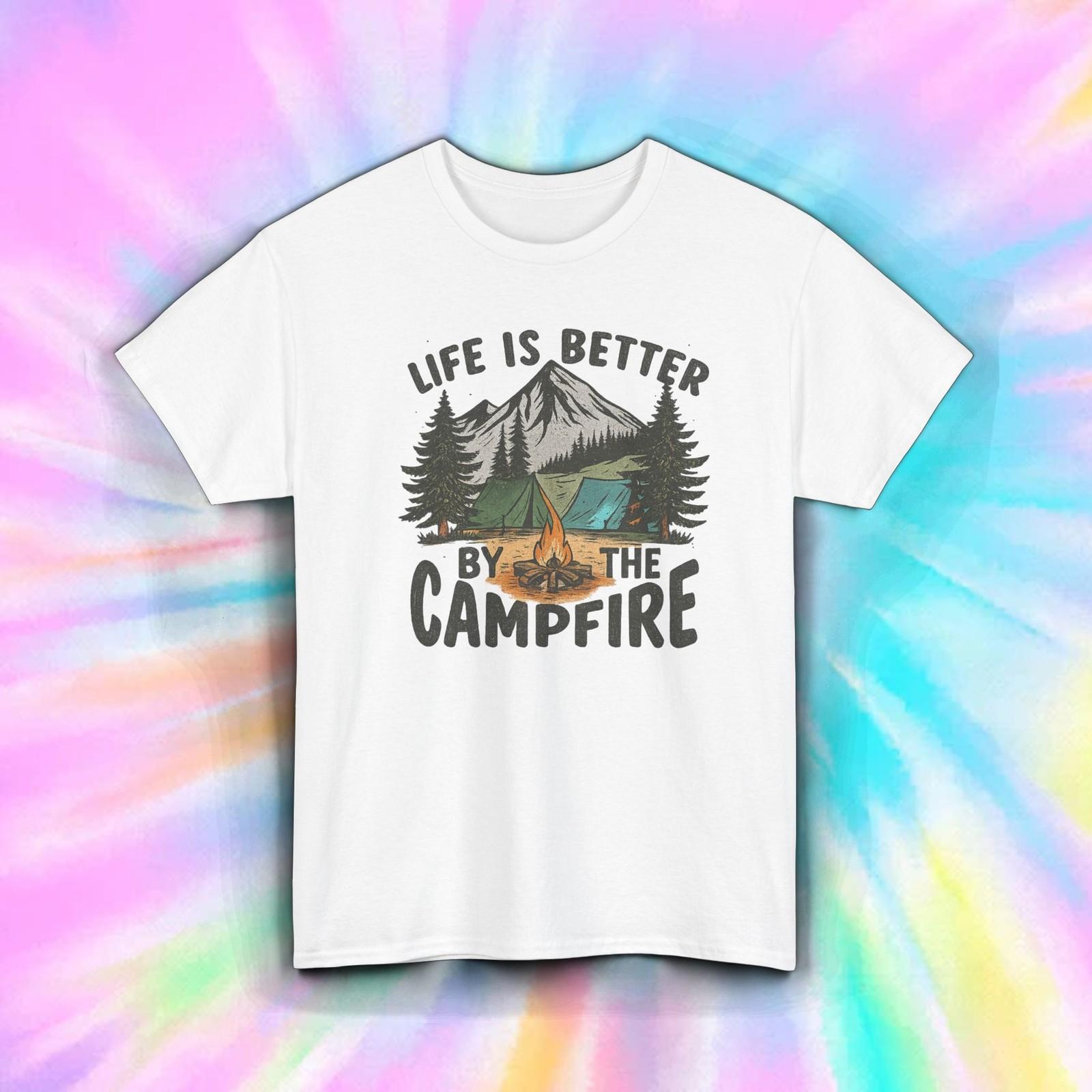 Life Is Better By The Campfire T-Shirt | Camping Hiking Outdoors Graphic Tee M