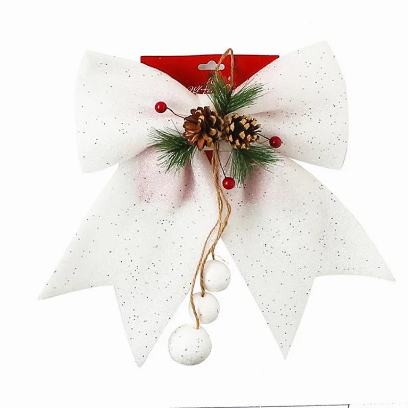 1PC 25X30cm Christmas Bow Hanging Bowknot Pendant Xmas Tree DIY Decoration For Wedding Party Decoration New Year Gift Bow Crafts