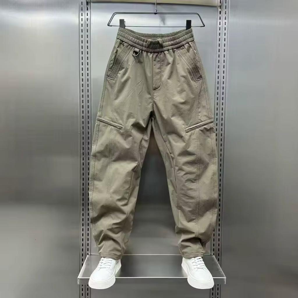 Spring Autumn Men's Loose Straight Casual Pants Pure Color Workwear Trousers Loose Fit Long Trousers Man
