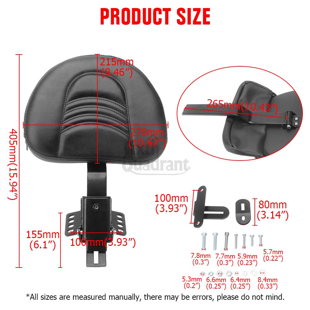 Motorcycle Accessories Adjustable Plug-in Driver Backrest PU Leather Fit For Harley Touring Road King Special FLHRXS 2017-2025