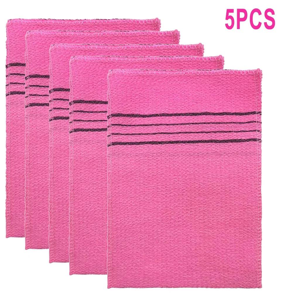 

5Pcs Korean Italy Asian Exfoliating Bath Washcloth Body Scrub Soft Towels For Shower Body Brush Towel SPA Foam Body Massage рожевий