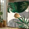 Moderner tropischer botanischer Duschvorhang Dschungelblätter Boho Badezimmerwanddekor Abstrakt Wasserdichter Vorhangliner Grün und Schwarz