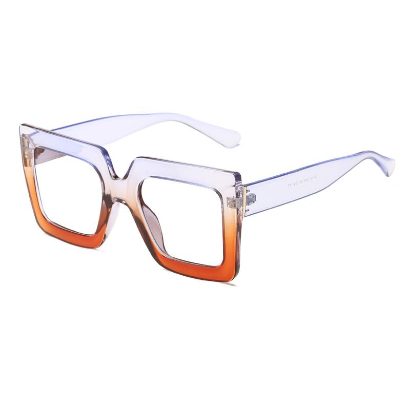 Large Square Frame Clear Lens Glasses Color Block Fashion Decorative Glasses Computer Spectacles For Women Men