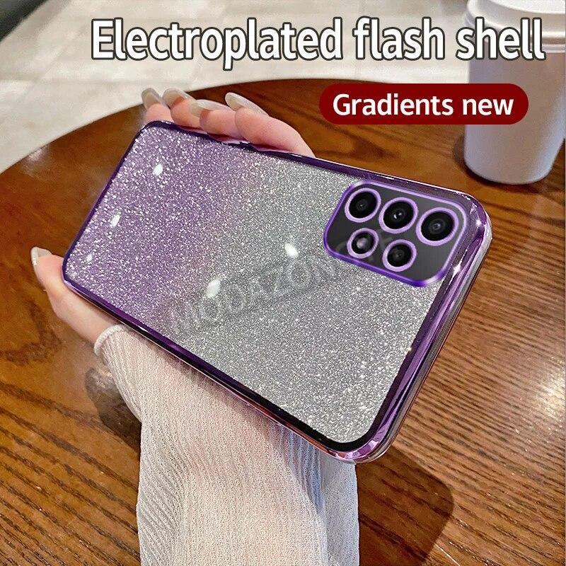 For Samsung Galaxy A72 Case Electroplating Luxury Soft Glitter TPU Back Cover Samsung GalaxyA72 Phone Casing For Girl Woman