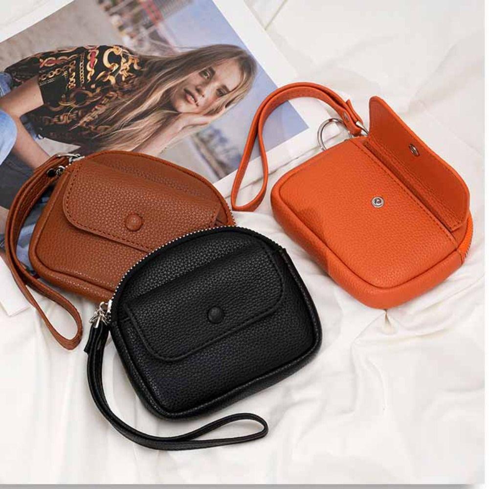 Solid Color Zipper Coin Purse Korean Style Small Item Bag Casual Handheld Wallet  Outdoor