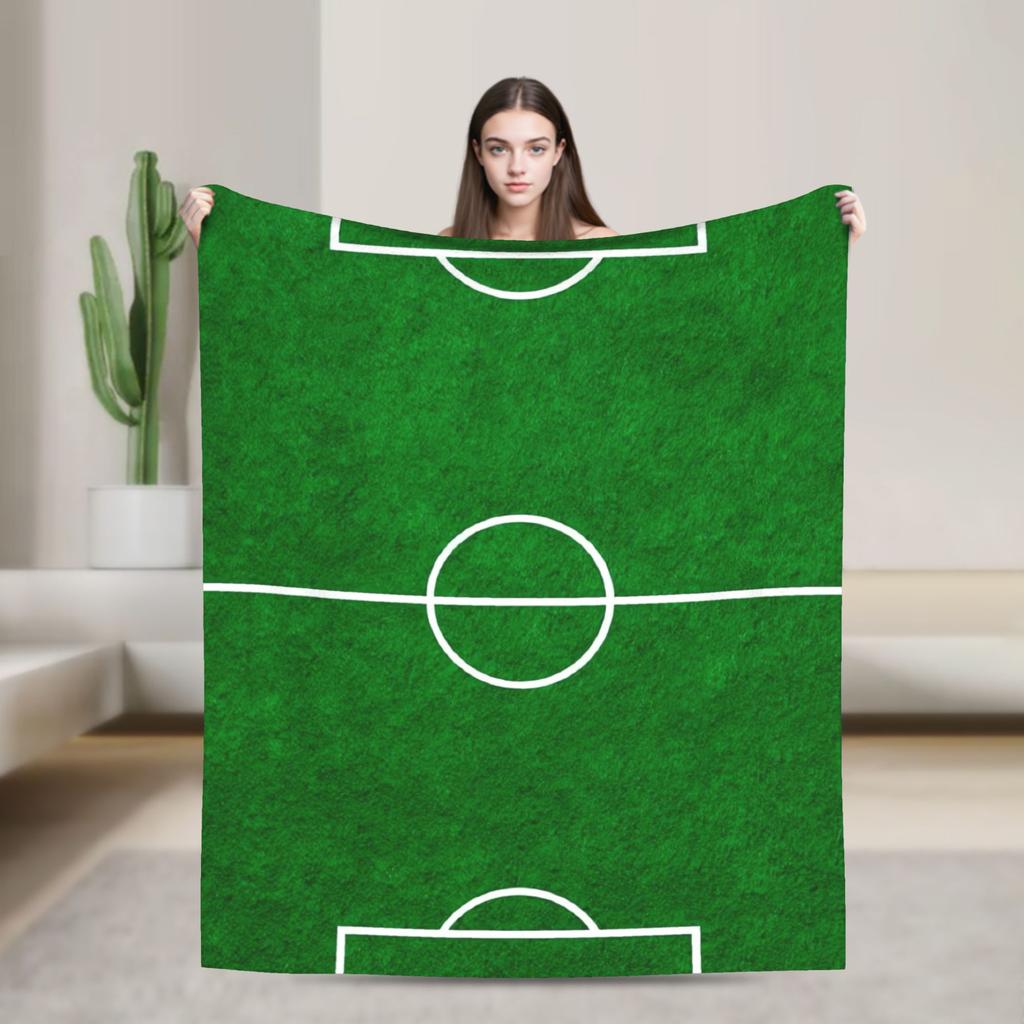 Soccer Field White Line Grass Background Soft Blankets Decorative Plush Throw Blanket Fun Couch Bed Flannel Bedspread Sofa Bed