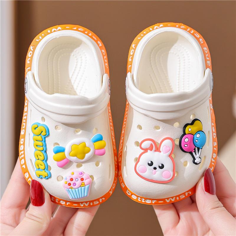 Kids' Summer Non-Slip Cartoon Indoor Shoes: Cute Soft Sole Closed-Toe Sandals for Toddlers.