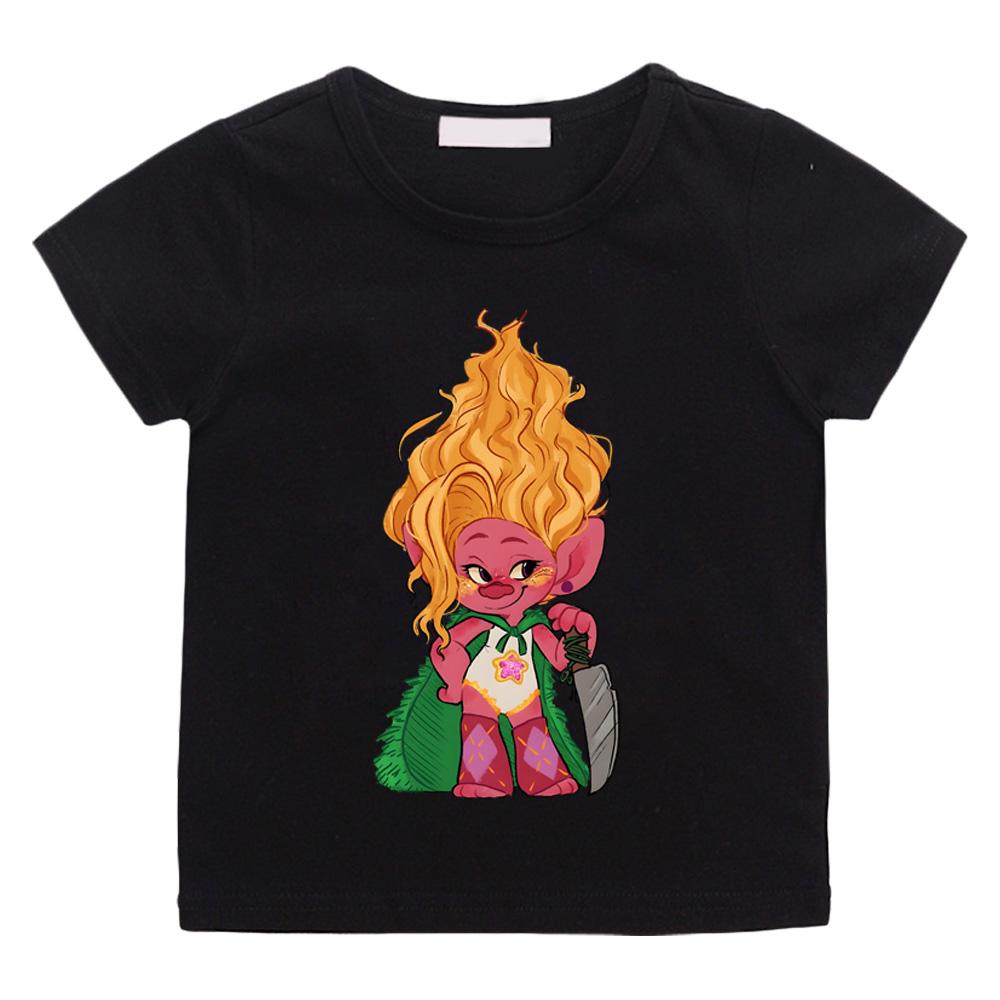 Viva Trolls Band Together T-shirts Kawaii Cartoon Manga Cotton Short Sleeve Boys/Girls T Shirt Teens Cartoon Print Streetwear
