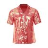 Mens See Through Shirt Turn Down Collar Short Sleeve Water Ripple Shine Beachwear Clubwear Top
